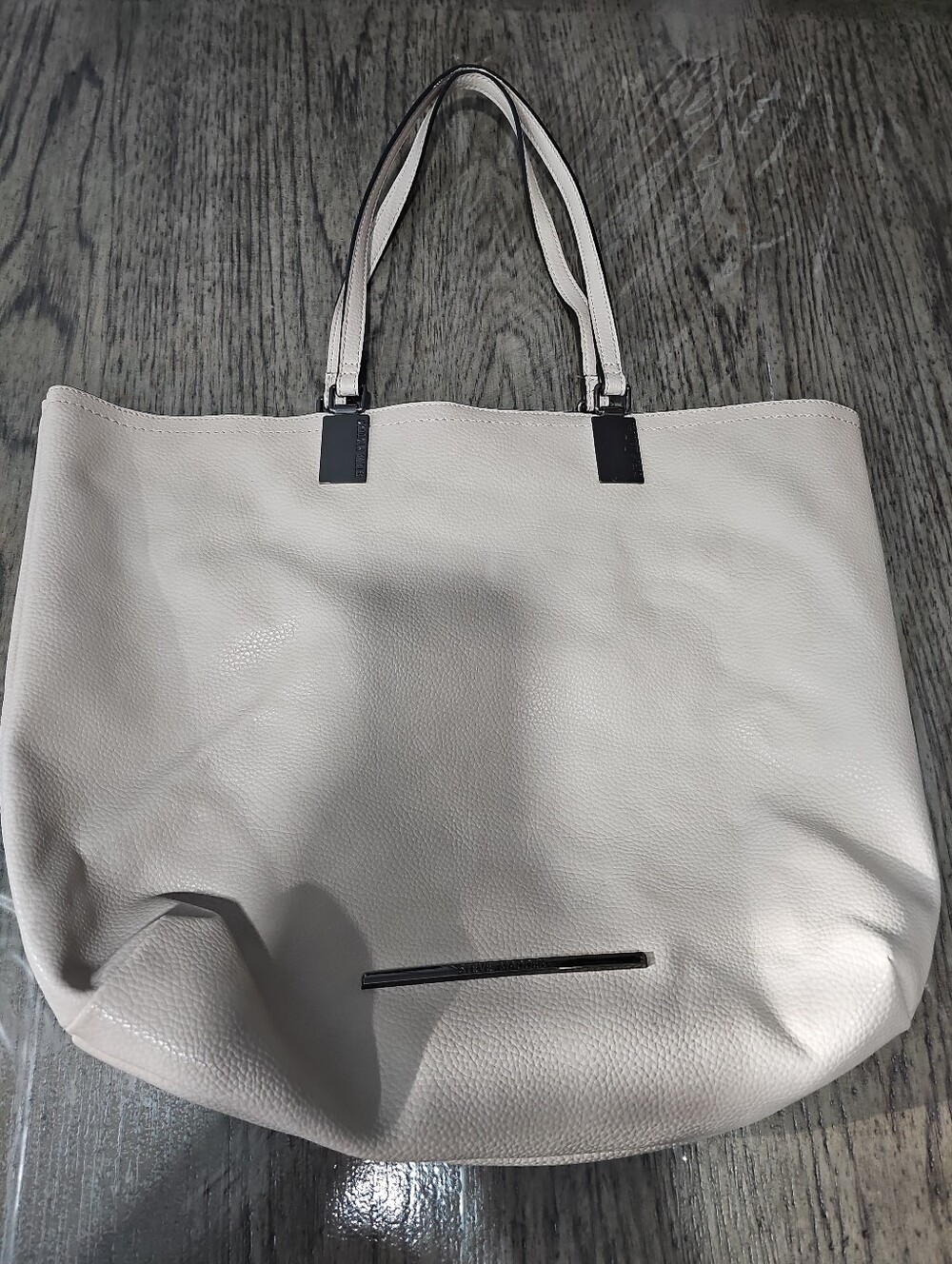 Steve Madden Women's Cream Faux Leather Tote Bag - Chic Everyday Carry